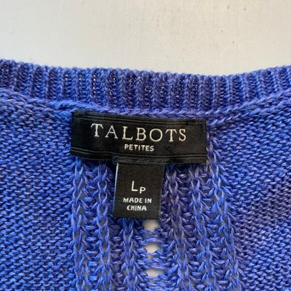 Talbots Womens Blue 3/4 Sleeve Linen Sweater Size Large Petite Casual Office - Picture 10 of 11
